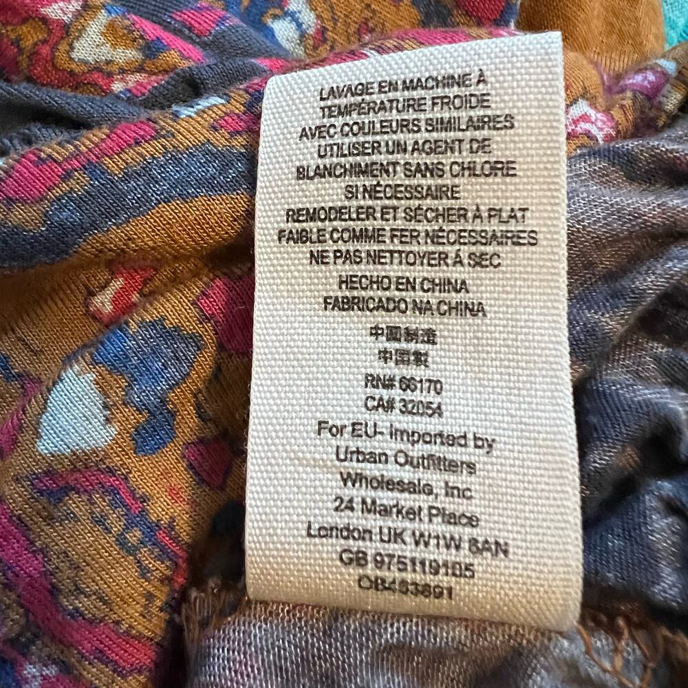 Free People Boho Faux Wrap Tie Waist Bell Sleeve Top In Golden Combo Size M - Picture 9 of 12
